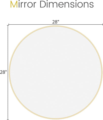 HOMECOOKIN Round Wall Mirror 28" Gold Circle Mirror for Bathroom with Metal Framed, Round Gold Mirror for Wall Decor, Vanity, Entryway Living Room