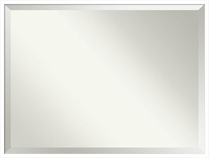Amanti Art White Bathroom Mirror for Over Sink, 31x41 Svelte White Rectangle Vanity Mirror, X-Large Modern Wood Frame, Hangs Horizonally and Vertically, Bathroom Wall Decor, Beveled Edge from WI, USA