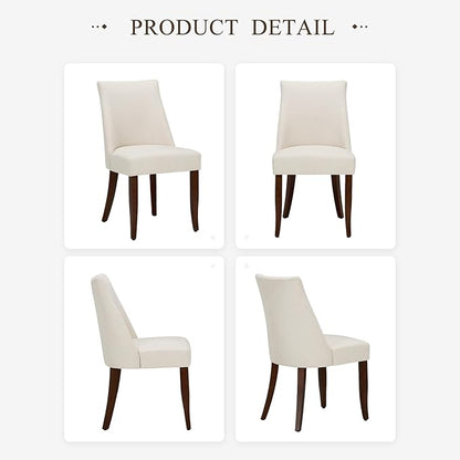 COLAMY Upholstered Dining Chairs Set of 2, Mid Century Modern Kitchen Chairs with Back, Farmhouse Fabric Side Dining Room Chairs with Wood Legs for Dining Room Restaurant, Beige