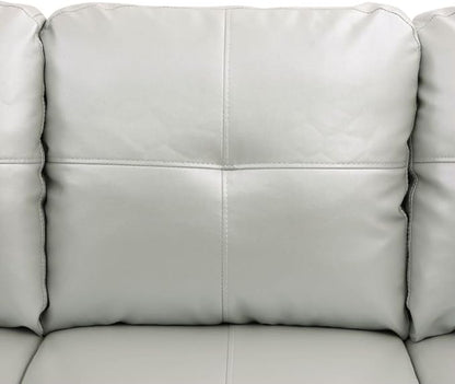 Silver Green L-Shaped 3-Piece Faux Leather Sofa with Storage Ottoman Set, Sectional Couch Sofa Set for Living Room, Office, Small Space