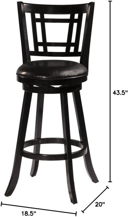 Hillsdale Fairfox Swivel Stool with Rectangular Lattice Back, Bar Height, Black