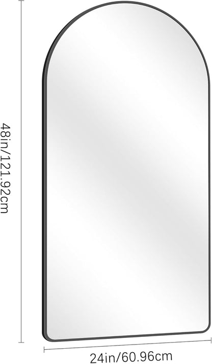 FORBATH Arched Mirror 24x48 Inch, Black Arched Mirror Wall Mounted Modern Black Aluminum Frame Decor Large for Dresser Bedroom Living Room Entryway, Hanging or Leaning Against Wall