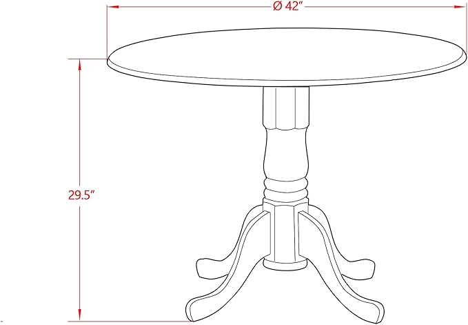East West Furniture DMVA3-OAK-W 3 Piece Dinette Set for Small Spaces Contains a Round Dining Table with Dropleaf and 2 Dining Room Chairs, 42x42 Inch, Oak