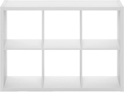 Furinno Cubicle Open Back Decorative Cube Storage Organizer, 6-Cube, White