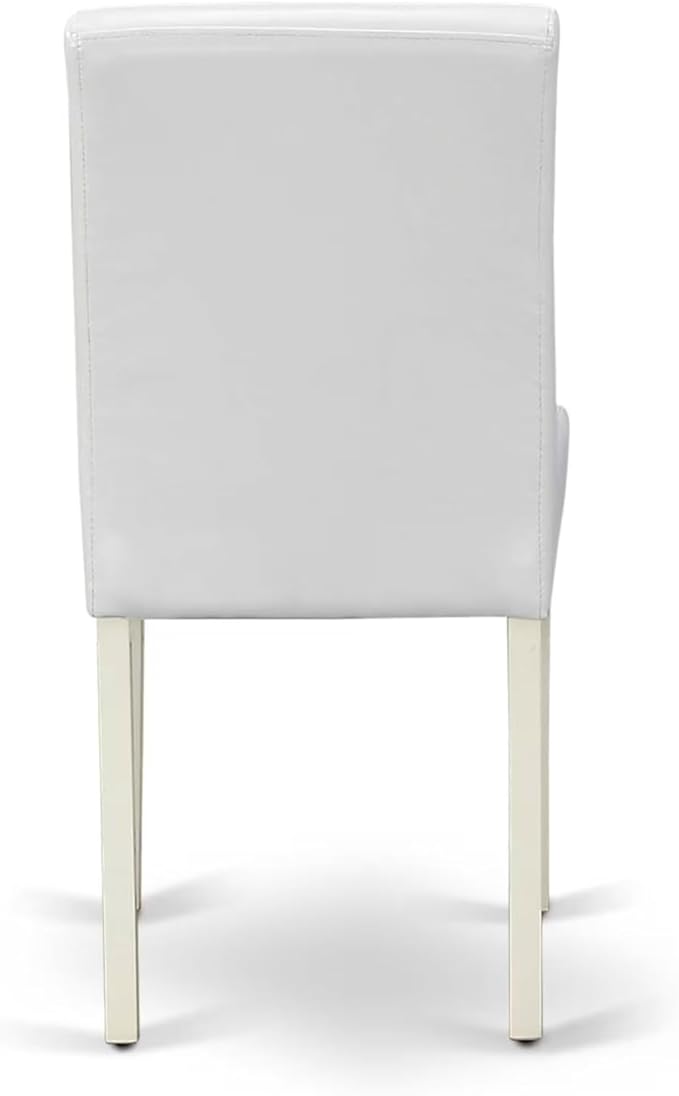East West Furniture V077AB264-6 6 Piece Dining Table Set Contains a Rectangle Dining Room Table with V-Legs and 4 White Faux Leather Upholstered Chairs with a Bench, 40x72 Inch, Multi-Color