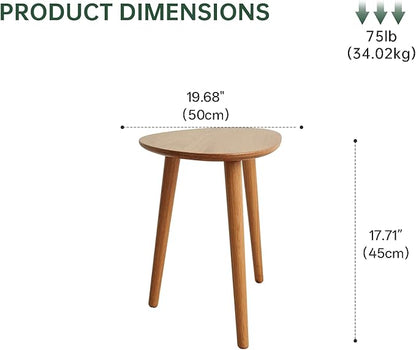 Small Oval Coffee Table, 19.7" Mid Century Modern End Table for Living Room, 100% Solid Oak Wood Center Table, Side Table (Original Wood Color, 19.68" Wx13.38 Dx17.71 H)