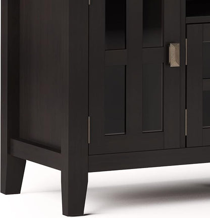 SIMPLIHOME Artisan SOLID WOOD 72 Inch Wide Transitional TV Media Stand in Hickory Brown for TVs up to 80 Inches, For the Living Room and Entertainment Center