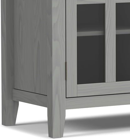SIMPLIHOME Artisan SOLID WOOD 53 inch Wide Contemporary TV Media Stand in Fog Grey For TVs up to 60 inches for the Living Room and Entertainment Center