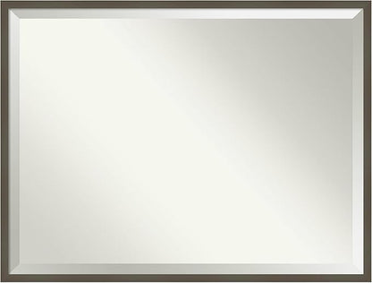 Amanti Art Grey Wall Mirror 31x41 Svelte Clay Grey Rectangle Bathroom Mirror for Wall Decor Living Room, X-Large Modern Wood Frame, Hangs Horizonally and Vertically, Bathroom Decor, Beveled Edge