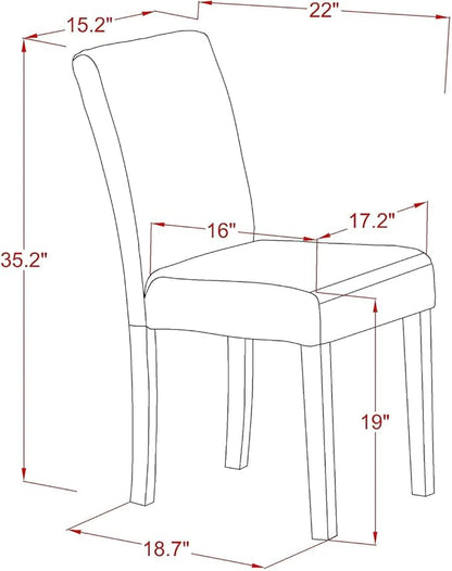 East West Furniture V677AB624-9 9 Piece Dining Set Includes a Rectangle Dining Room Table with V-Legs and 8 Black Color Linen Fabric Upholstered Parson Chairs, 40x72 Inch, Multi-Color