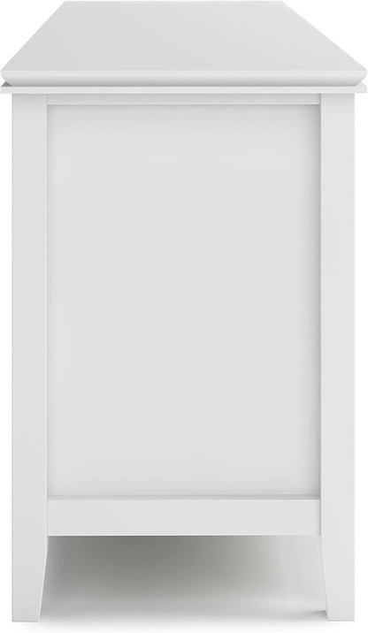 SIMPLIHOME Artisan SOLID WOOD 72 Inch Wide Contemporary TV Media Stand in White for TVs up to 80 Inches, For the Living Room and Entertainment Center