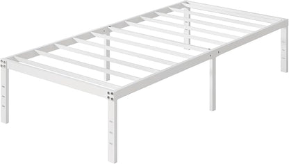 16 Inch White Twin XL Bed Frames, Metal Platform Twin XL Bed Frame with High Storage, Eassy Assembly 2,500 lbs Heavy Duty Bedframes