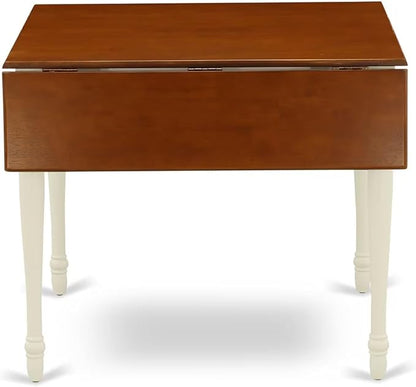 East West Furniture MZCL3-WHI-W 3 Piece Dining Room Table Set Contains a Rectangle Kitchen Table with Dropleaf and 2 Dining Chairs, 36x54 Inch, Buttermilk & Cherry