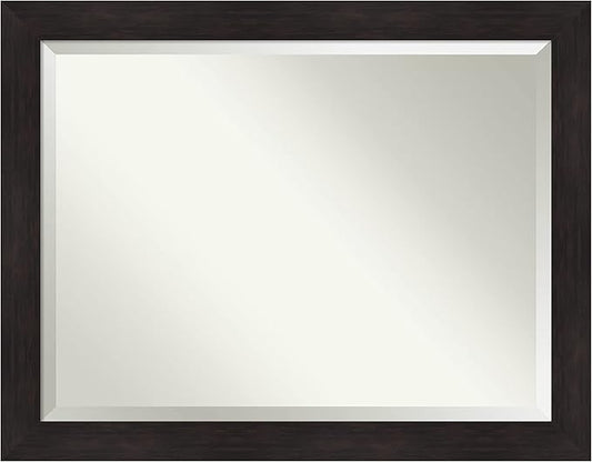 Amanti Art Brown Bathroom Mirror for Over Sink, 36x46 Furniture Espresso Rectangle Vanity Mirror, X-Large Casual Frame, Hangs Horizonally and Vertically, Bathroom Wall Decor, Beveled Edge from WI, USA