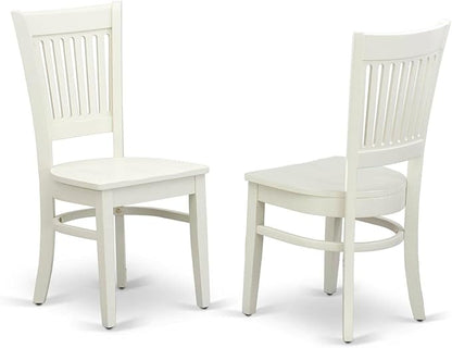 East West Furniture DMVA5-LWH-W 5 Piece Modern Dining Table Set Includes a Round Wooden Table with Dropleaf and 4 Kitchen Dining Chairs, 42x42 Inch, Linen White