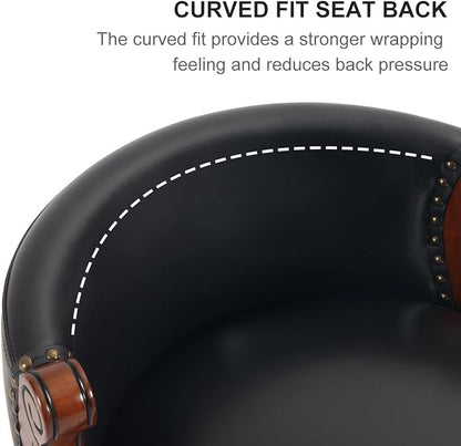Cow top Leather Wooden Bar Stools, 29.5" Bar Height Bar Chair with Back, 180 Degrees Swivel Barstools Chair for Home Kitchen Counter,Dining Room (Black-2pcs, Counter Height-Seat Height 26”)