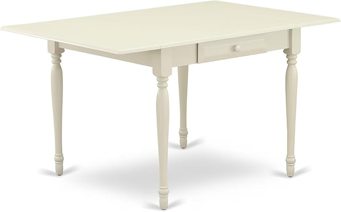 East West Furniture MZDA3-LWH-W 3 Piece Dining Room Furniture Set Contains a Rectangle Kitchen Table with Dropleaf and 2 Dining Chairs, 36x54 Inch, Linen White