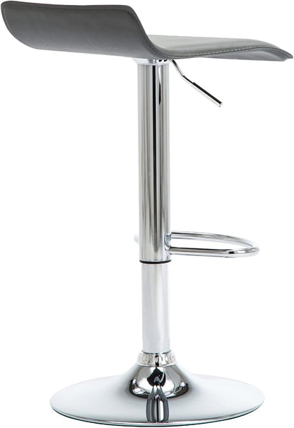 NOBPEINT Contemporary Chrome Air Lift Adjustable Swivel Bar Stool, Set of 2, Gray