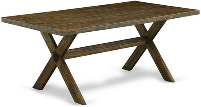 East West Furniture X777MZ716-9 9 Piece Dining Room Set Includes a Rectangle Dining Table with X-Legs and 8 Dark Khaki Linen Fabric Upholstered Chairs, 40x72 Inch, Multi-Color
