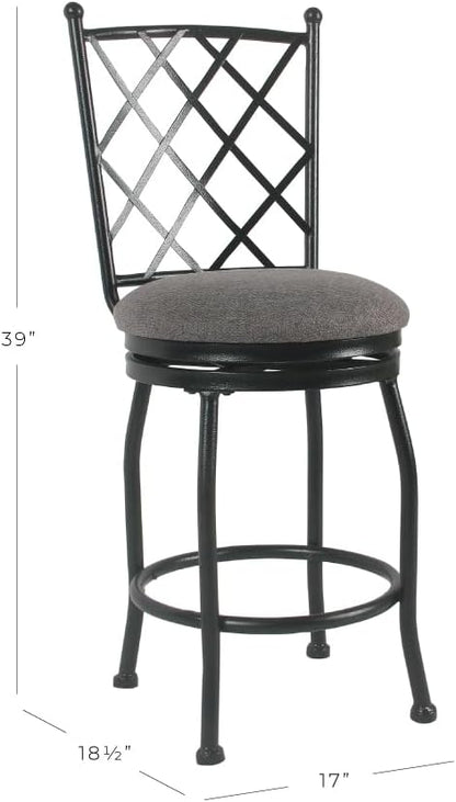 HomePop Home Decor | Metal Counter Height Bar Stools | 24" Bar Stools with Back | Decorative Home Furniture (Gray Woven)