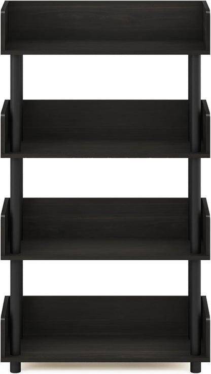 Furinno Turn-N-Tube 4-Tier Multipurposes Display Rack, Open Shelf Rack/Storage with Back & Side Panel, Espresso
