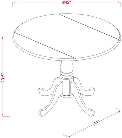 East West Furniture DLML3-SBR-W 3 Piece Kitchen Table Set for Small Spaces Contains a Round Dining Table with Dropleaf and 2 Dining Room Chairs, 42x42 Inch, Saddle Brown