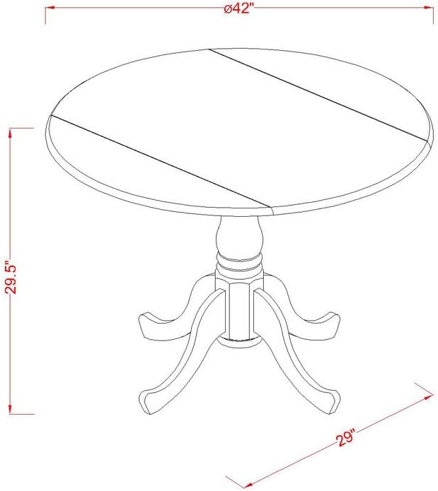 East West Furniture DLAN3-BMK-W 3 Piece Dinette Set for Small Spaces Contains a Round Dining Table with Dropleaf and 2 Kitchen Dining Chairs, 42x42 Inch, Buttermilk & Cherry