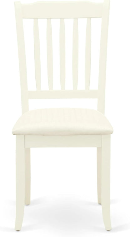 East West Furniture AMDA3-LWH-C 3 Piece Dining Table Set for Small Spaces Contains a Round Kitchen Table with Pedestal and 2 Linen Fabric Upholstered Chairs, 36x36 Inch, Linen White