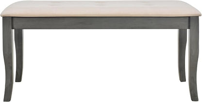 Ball & Cast Dining Table Set for 6, 60" Rectangular Dining Room Table with 4 Upholstered Chairs and 1 Bench, 6-Piece Farmhouse Dining Furniture Set with Solid Wood Legs for Kitchen,Antique Gray