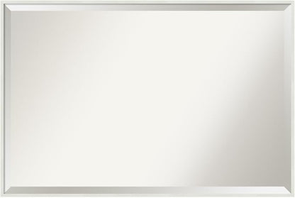 Amanti Art White Bathroom Mirror for Over Sink, 25x37 Lucie White Rectangle Vanity Mirror, Large Modern Wood Frame, Hangs Horizonally and Vertically, Bathroom Wall Decor, Beveled Edge from WI, USA