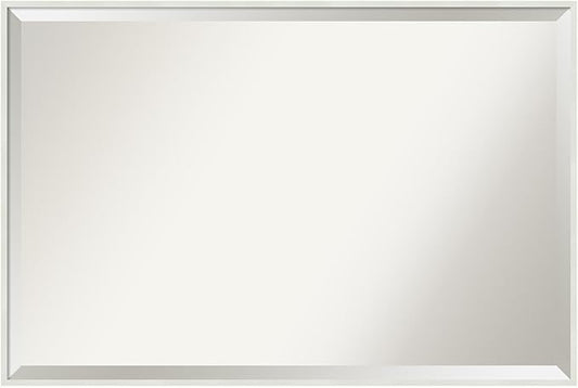 Amanti Art White Bathroom Mirror for Over Sink, 25x37 Lucie White Rectangle Vanity Mirror, Large Modern Wood Frame, Hangs Horizonally and Vertically, Bathroom Wall Decor, Beveled Edge from WI, USA