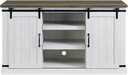 Farmhouse TV Stand for 60inch Television Stand, Entertainment Center with Storage Cabinet and Sliding Barn Doors & Adjustable Shelves, Rustic Media Console Table for Living Room
