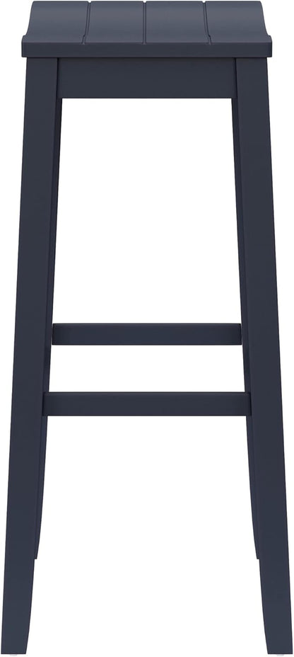 Hillsdale Fiddler Wood Backless Bar Height Stool with Saddle-Style Seat, Navy
