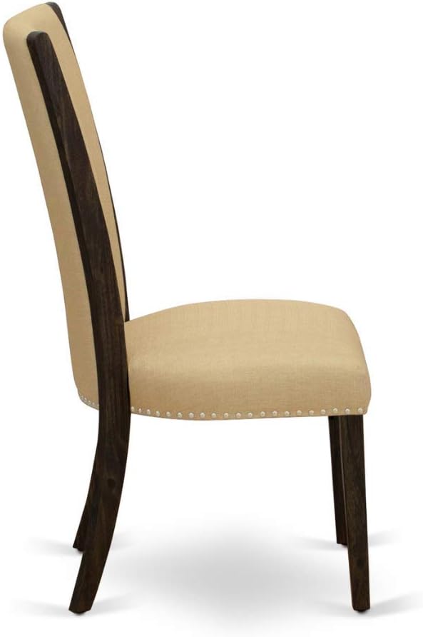 East West Furniture X777VE703-7 7 Piece Dinette Set Consist of a Rectangle Dining Room Table with X-Legs and 6 Brown Linen Fabric Upholstered Parson Chairs, 40x72 Inch, Multi-Color