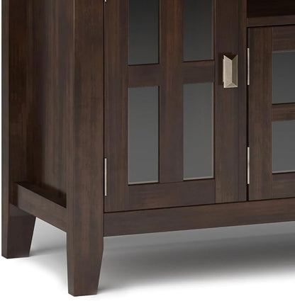 SIMPLIHOME Artisan SOLID WOOD 72 inch Wide Transitional TV Media Stand in Tobacco Brown For TVs up to 80 inches for the Living Room and Entertainment Center