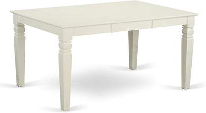 East West Furniture WEIP7-LWH-W 7 Piece Dining Table Set Consist of a Rectangle Dining Room Table with Butterfly Leaf and 6 Wooden Seat Chairs, 42x60 Inch, Linen White