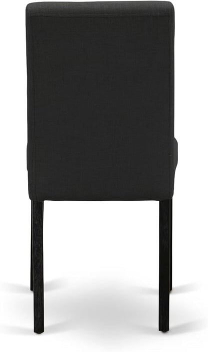 East West Furniture V697AB624-5 5 Piece Dining Table Set Includes a Rectangle Dining Room Table with V-Legs and 4 Black Color Linen Fabric Upholstered Chairs, 40x72 Inch, Multi-Color