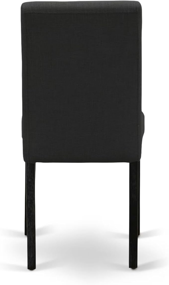 East West Furniture V677AB624-7 7 Piece Dinette Set Consist of a Rectangle Dining Room Table with V-Legs and 6 Black Color Linen Fabric Upholstered Chairs, 40x72 Inch, Multi-Color
