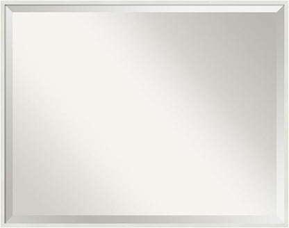 Amanti Art White Bathroom Mirror for Over Sink, 23x29 Lucie White Rectangle Vanity Mirror, Large Modern Wood Frame, Hangs Horizonally and Vertically, Bathroom Wall Decor, Beveled Edge from WI, USA