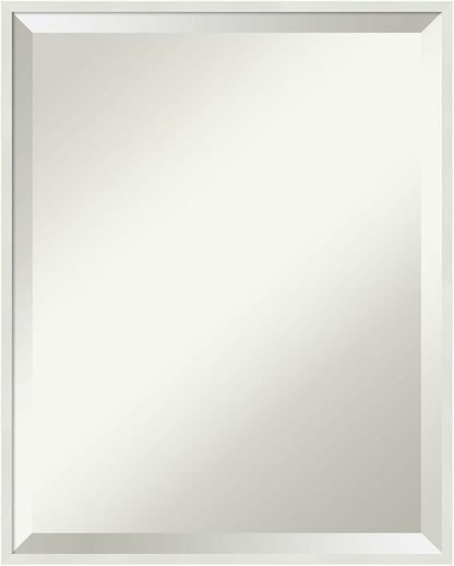 Amanti Art White Bathroom Mirror for Over Sink, 21x17 Lucie White Rectangle Vanity Mirror, Small Modern Wood Frame, Hangs Horizonally and Vertically, Bathroom Wall Decor, Beveled Edge from WI, USA