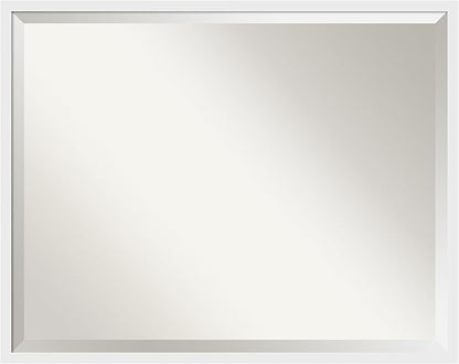 Amanti Art White Bathroom Mirror for Over Sink, 24x30 Incline White Rectangle Vanity Mirror, Large Modern Contemporary Wood Frame, Hangs Horizonally and Vertically, Bathroom Wall Decor, Beveled Edge