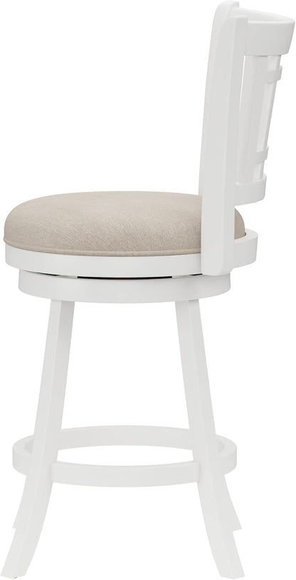 Hillsdale Fairfox Swivel Stool with Rectangular Lattice Back, Counter Height, White
