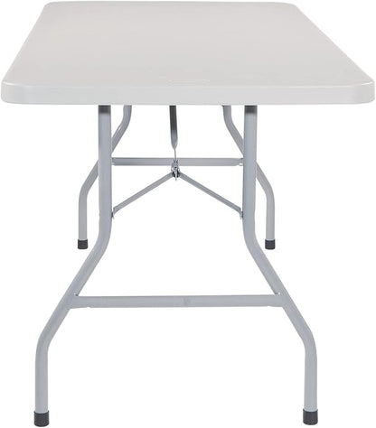 Office Star Resin Multipurpose Rectangle Folding Table for Indoor or Outdoor Use, 5 Feet Light Gray