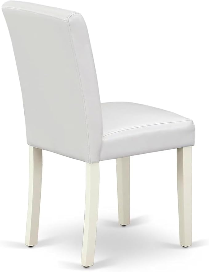 East West Furniture V077AB264-5 5 Piece Dinette Set for 4 Includes a Rectangle Dining Table with V-Legs and 4 White Faux Leather Parson Dining Room Chairs, 40x72 Inch, Multi-Color