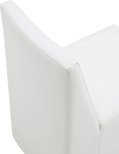 Manhattan Comfort Anna Square Modern Dining Chair with Head to Toe Faux Leather Upholstery and Plastic Foot Padding, Luxury Accent Furniture, Set of 1, Cream
