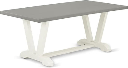 East West Furniture V097MZ001-7 7 Piece Kitchen Table Set Consist of a Rectangle Dining Table with V-Legs and 6 Cream Linen Fabric Parson Dining Room Chairs, 40x72 Inch, Multi-Color