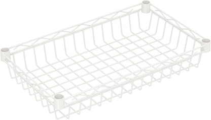 SINGAYE 4 Tier Basket Shelf Wire Shelving Unit Adjustable Storage Shelves Big Basket Rack for Garage Kitchen Office Pantry Corner 17" Dx12 Wx50 H White