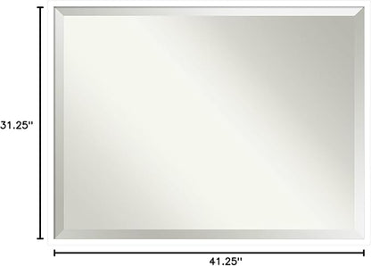 Amanti Art White Bathroom Mirror for Over Sink, 31x41 Svelte White Rectangle Vanity Mirror, X-Large Modern Wood Frame, Hangs Horizonally and Vertically, Bathroom Wall Decor, Beveled Edge from WI, USA