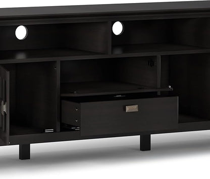 SIMPLIHOME Artisan SOLID WOOD 72 Inch Wide Transitional TV Media Stand in Hickory Brown for TVs up to 80 Inches, For the Living Room and Entertainment Center