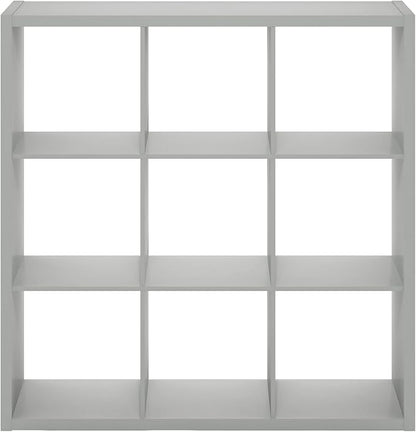 Furinno Cubicle Open Back Decorative Cube Storage Organizer, 9-Cube, Light Grey